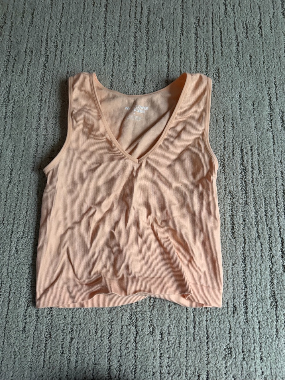 Wallflower Peach Ribbed V‑Neck Tank